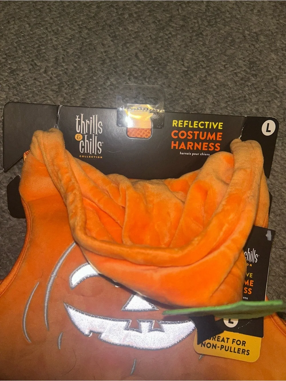 Pet Orange Reflective Pumpkin Hooded Vest costume